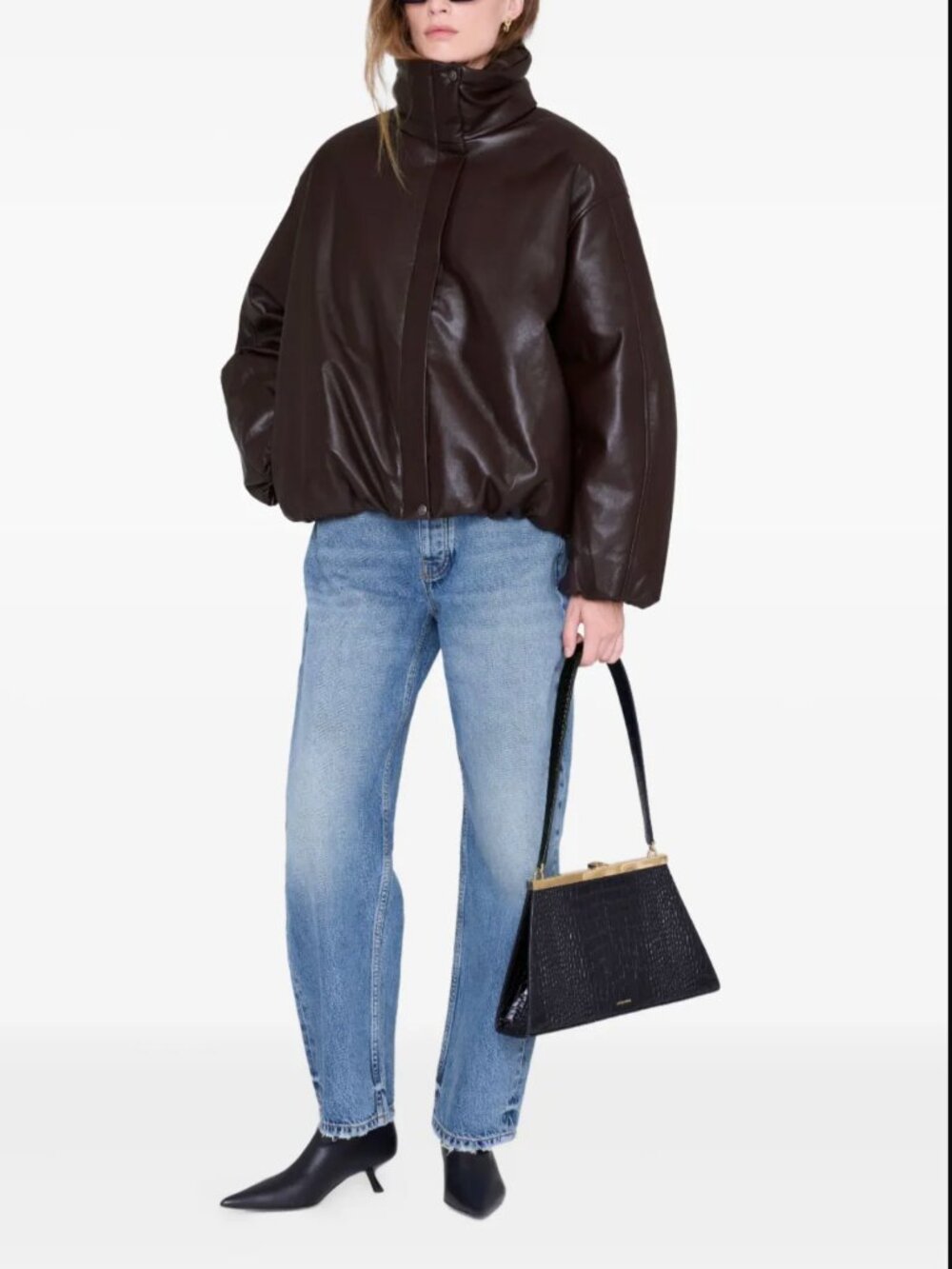 ANINE BING Cyrus Recycled Leather Jacket Size Small - Picture 6 of 6